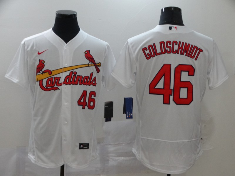 Men's St. Louis Cardinals #46 Paul Goldschmidt White Flex Base Stitched MLB Jersey